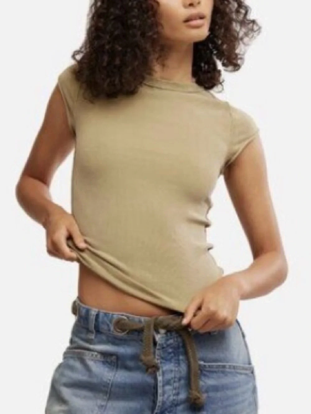 We The Free by Free People Python Green Short Sleeve Tee Top Women’s S NWT